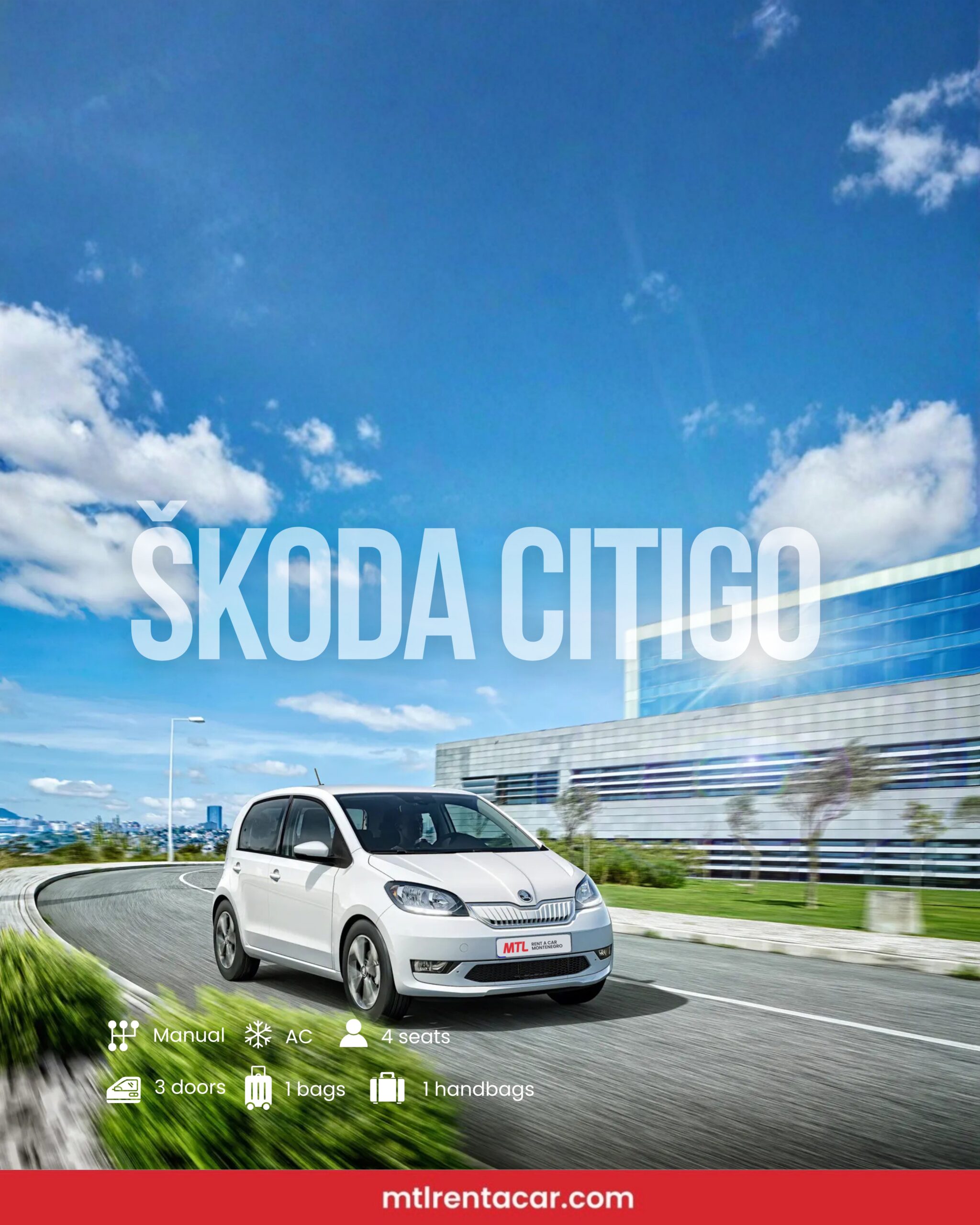 Digital marketing and automotive branding for MTL Rent a Car Skoda Citigo fleet.
